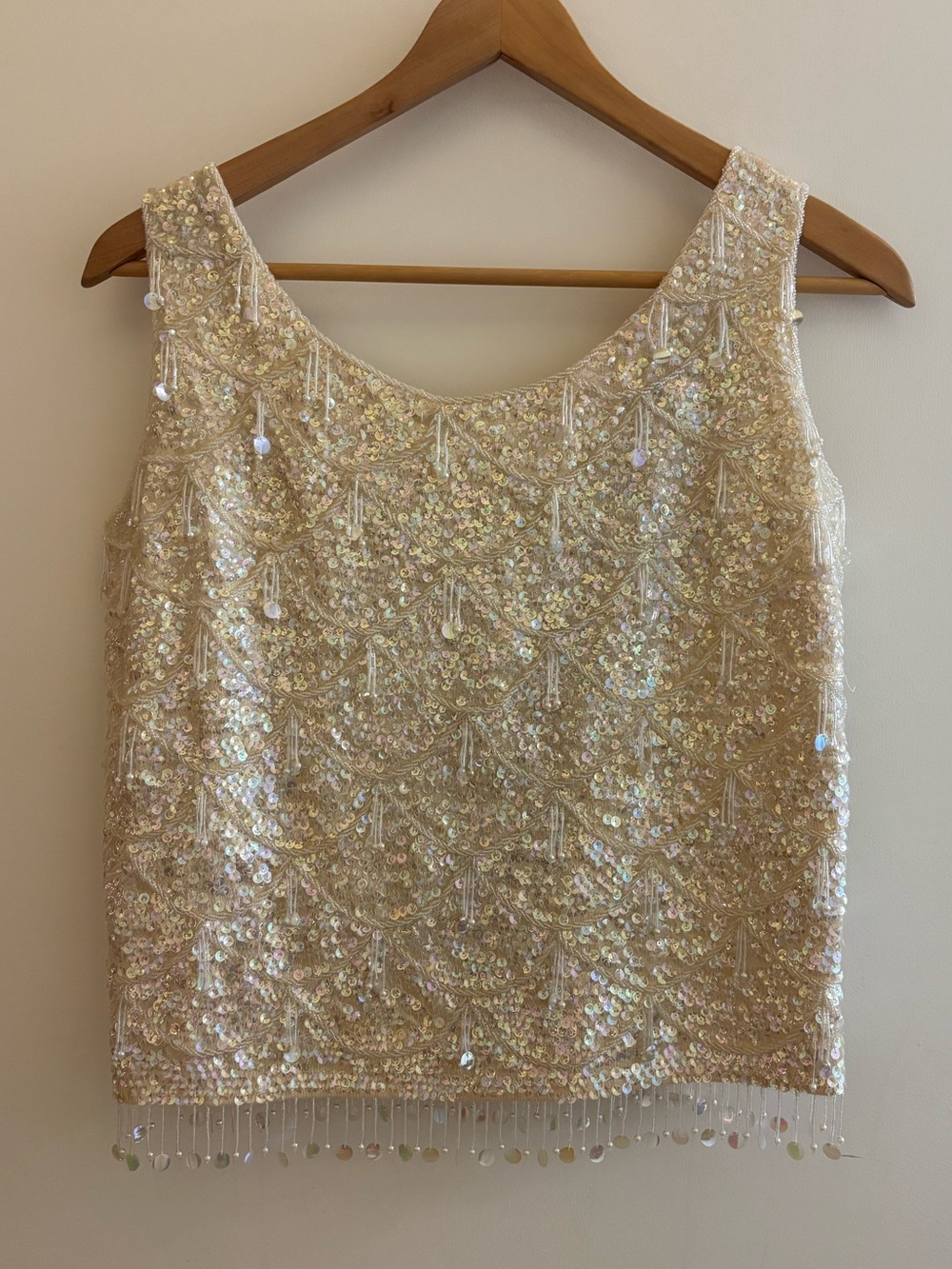 Vintage Lanchong & Co Hong Kong Hand Beaded Sequin Evening Top 36